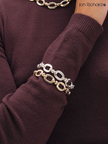 Silver - Jon Richard Plated Open Link Bracelet