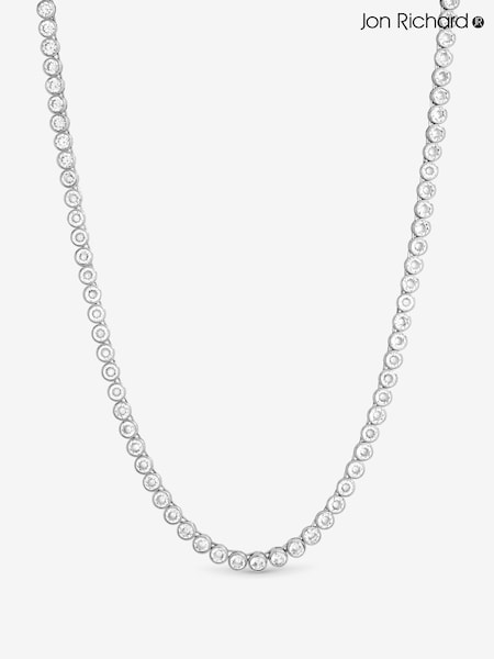 Silver Tone - Jon Richard Plated Tennis Round Besel Necklace