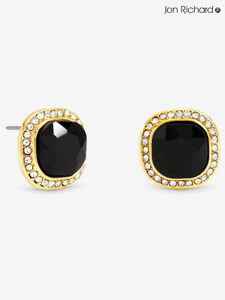 Gold - Jon Richard Plated And Jet And Crystal Stud Earrings