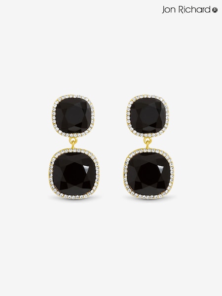 Ton de auriu - Jon Richard Plated And Jet Double Drop Halo Earrings