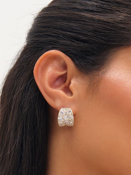Gold - Jon Richard Plated And Pave Curve Earrings