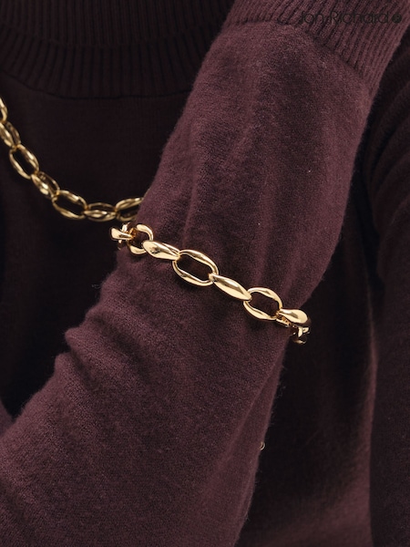 Gold - Jon Richard Plated And Oval Link Bracelet