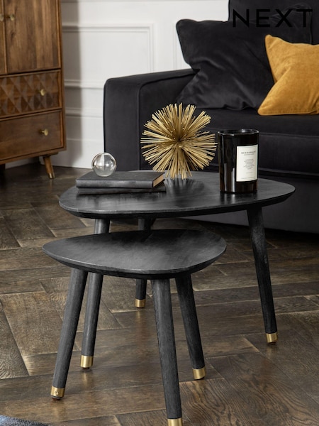Black Lloyd Mango Wood Nest of 2 Coffee Tables (E62288) | €325