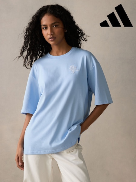 Sininen - adidas Graphic Oversized T-paita (E62390) | €44