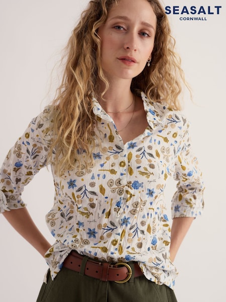 أزرق - Seasalt Cornwall Larissa Shirt In Crinkled Cotton