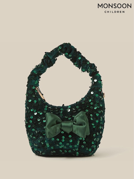 Жасыл - Monsoon Bow Sequin Velvet Bag