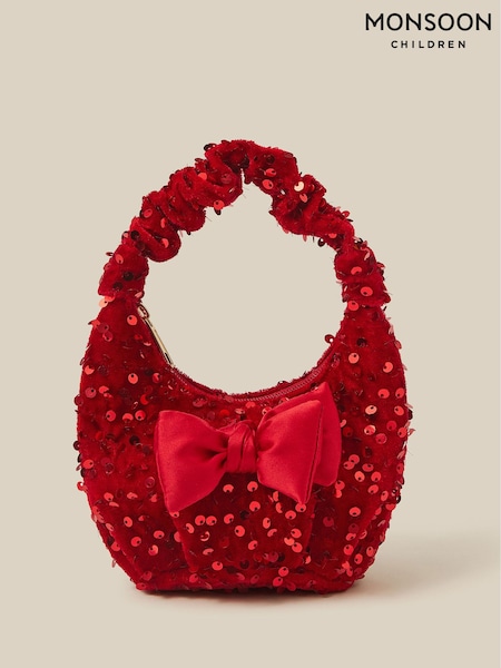 Crveno - Monsoon Bow Sequin Velvet Bag