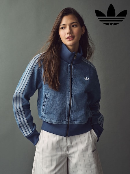 adidas Originals Blue 3 Stripe Denim Track 100% Cotton Top (E62749) | R$ 890