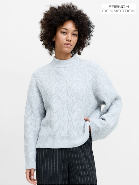 Ljus Blå - French Connection Kezia Cable Twist Jumper