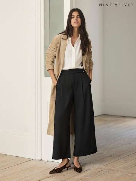 Black - Mint Velvet Cropped Utility Trousers