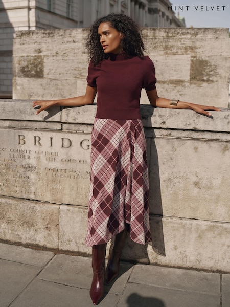 Rojo - Mint Velvet Checked Layered Midi Dress
