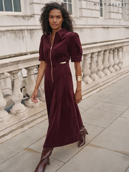 Red - Mint Velvet Corduroy Maxi Dress