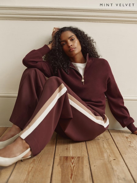 Red - Mint Velvet Funnel Neck Zip Through Jumper