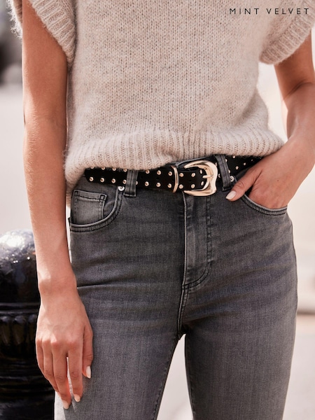 Mint Velvet Leather Chunky Studded Belt (E62917) | 69 €