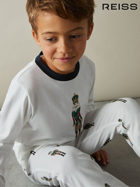 Reiss White Hornton Set 9-13 yrs Brushed-Cotton Nutcracker-Print Pyjama Set (E62928) | €40