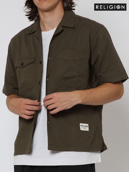 Religion Green Tackle Short Sleeve Shirt (E62989) | €36