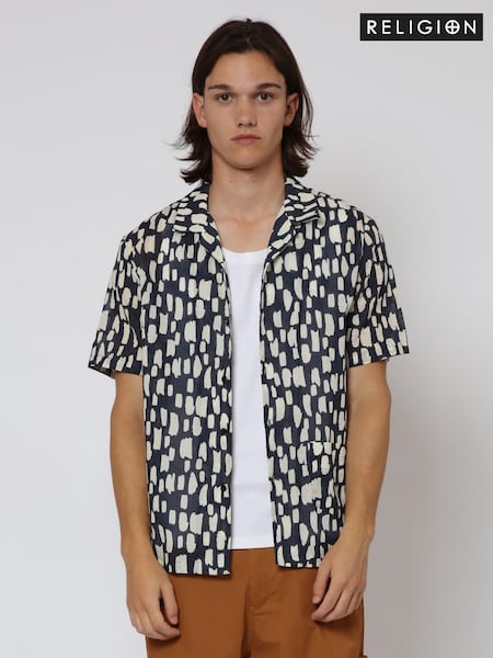 Religion Black Liquid Abstract Shirt (E62999) | €36