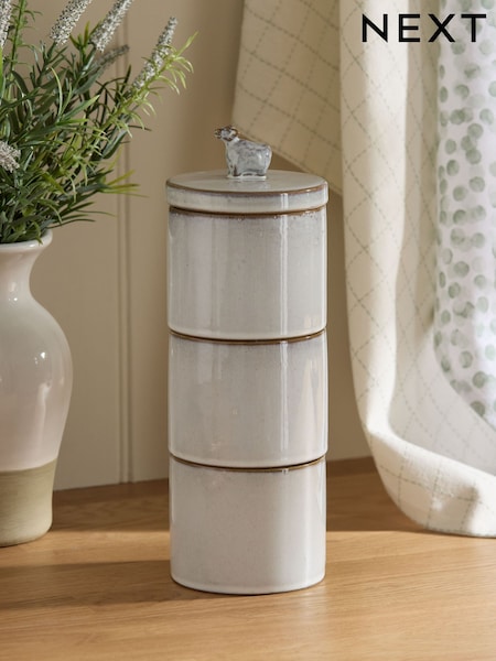 Grey Cow Stacking Storage Jars (E63028) | $41