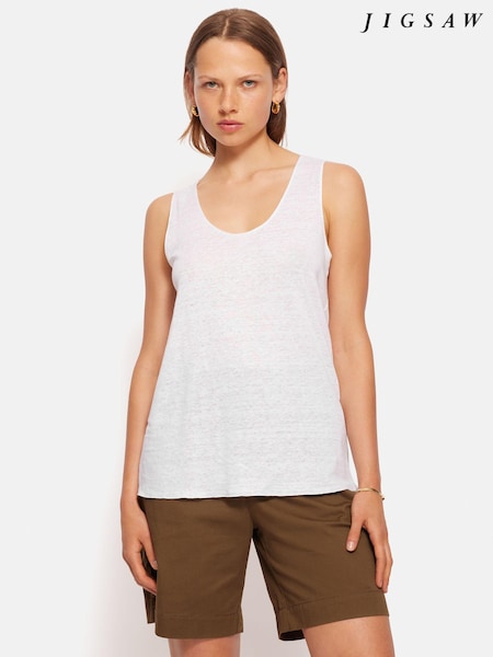 Jigsaw White 100% Linen Layering Vest (E63068) | €35