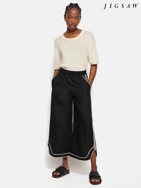 Jigsaw Scalloped Embroidery Linen Blend Trousers (E63074) | 69 €