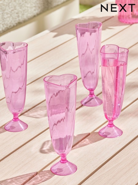 Set of 4 Heart Picnic Acrylic Flute Glasses (E63112) | 16 €
