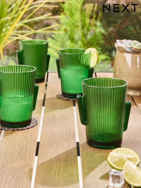 Set of 4 Green Cactus Acrylic Tumblers (E63122) | $26