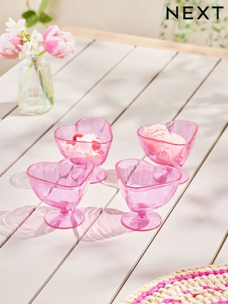 Pink Heart Picnic Serveware Set of 4 Bowls (E63130) | $26