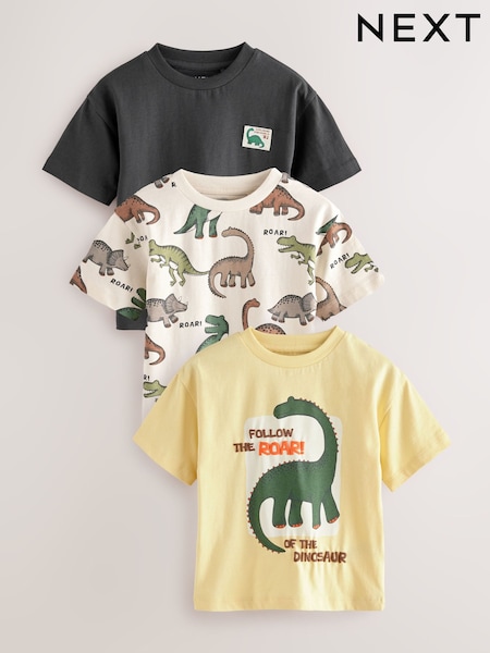 Amarillo y monocromático con dinosaurios - Short Sleeve T-Shirts 3 Pack (3mths-7yrs) (E63185) | 21 € - 26 €