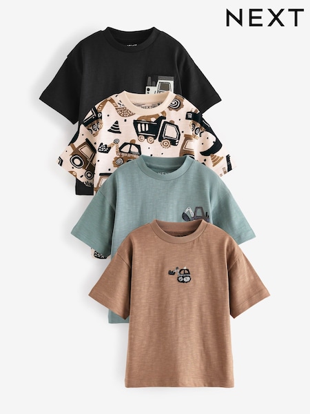 Negro/Blanco - Short Sleeve T-Shirts 4 Pack (3mths-7yrs) (E63186) | 26 € - 32 €