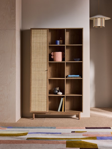 MADE.COM Oak Effect Pavia Rattan Bookcase (E63239) | €567