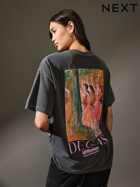 Charcoal Grey Offical Licence Edgar Degas Graphic Short Sleeve 100% Cotton T-Shirt (E63247) | $43