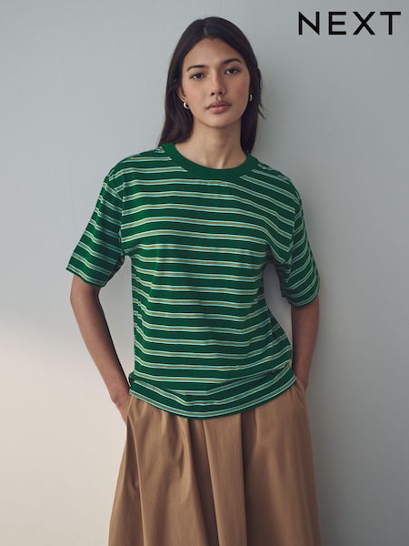 Blue/Green Short Sleeve Crew Neck 100% Cotton T-Shirt (E63259) | €16