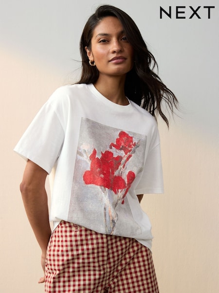 Weiß - Oversized License Matisse Front Graphic Short Sleeve 100% Cotton T-shirt (E63295) | 17 €