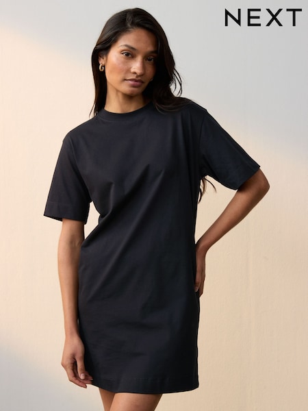 Black 100% Cotton T-Shirt Dress (E63300) | 424 UAH