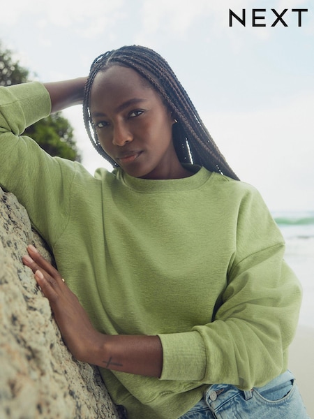 Lime Green Cotton Rich Long Crew Neck Sweatshirt (E63333) | €14