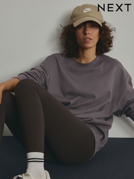 Chocolate Brown Cotton Rich Long Crew Neck Sweatshirt (E63334) | €18