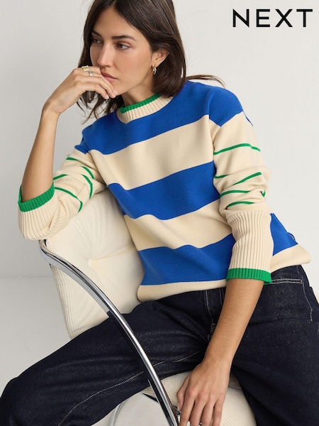 Green Compact Cosy Crew Neck Jumper With Side Split Detail (E63347) | kr434
