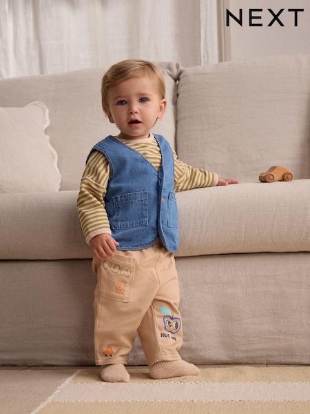 Zelena/nevtralna - Baby Gilet And Trousers Set 3 Piece (0mths-2yrs) (E63362) | € 20 - € 21