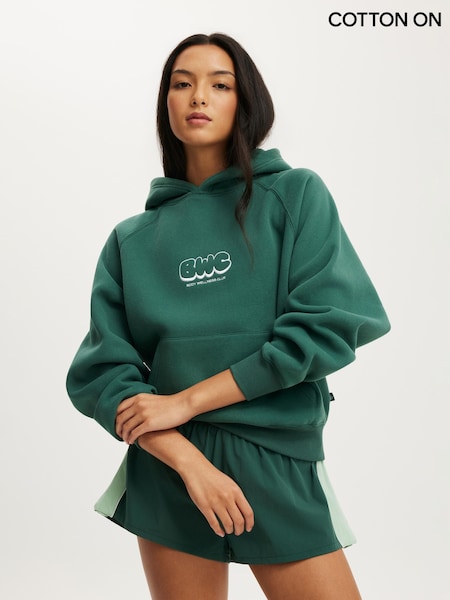 Green - Cotton On Plush Premium Graphic Raglan Hoodie
