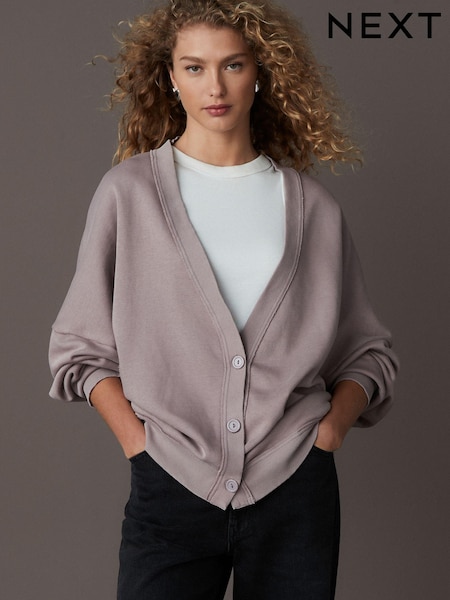 Mauve vijolična - Relaxed Fit Washed Button Down Cardigan (E63399) | € 27
