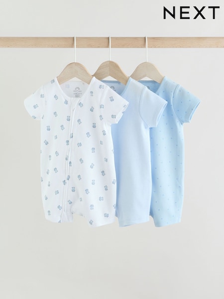 Azul - Two Way Zip Baby Rompers 3 Pack (0mths-3yrs) (E63475) | 21 € - 24 €