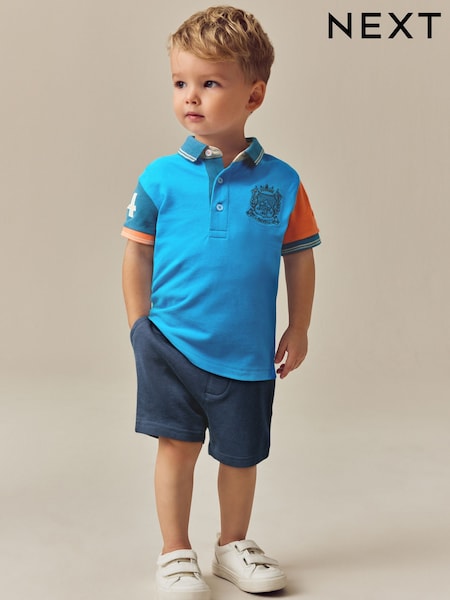 Blue/Orange Short Sleeve Polo Shirt And Shorts Set (3mths-7yrs) (E63590) | 535 UAH - 700 UAH
