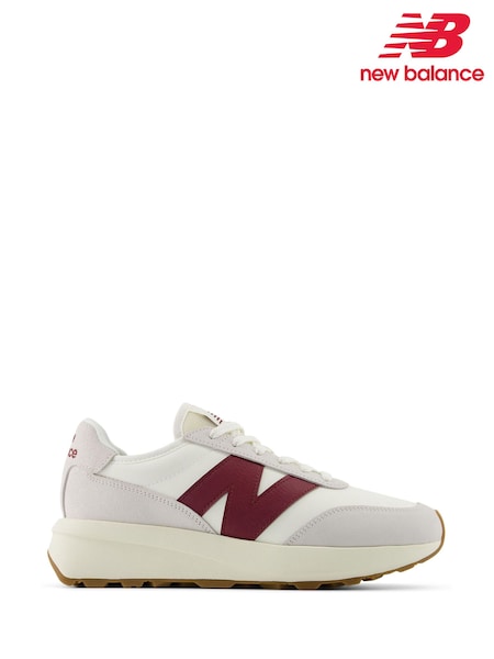 New Balance White/Burgundy Womens 370 Trainers (E63647) | €128