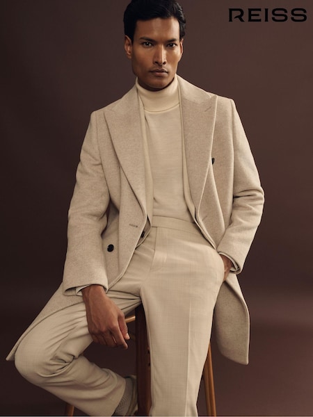 Reiss Oatmeal Timpano Wool-Blend Double-Breasted Coat (E63736) | €530