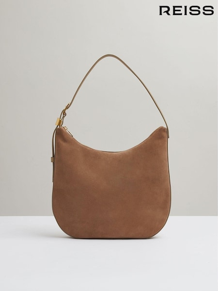Reiss Taupe Marianna Leather and Suede Shoulder Bag (E63754) | €347