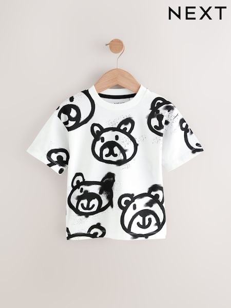 Ursuleț Graffiti alb - Short Sleeve All-Over Print T-Shirt (3mths-7yrs) (E63788) | 45 LEI - 60 LEI