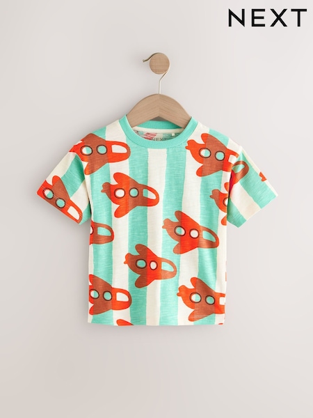 Green Short Sleeve Stripe T-Shirt (3mths-7yrs) (E63790) | €8 - €11