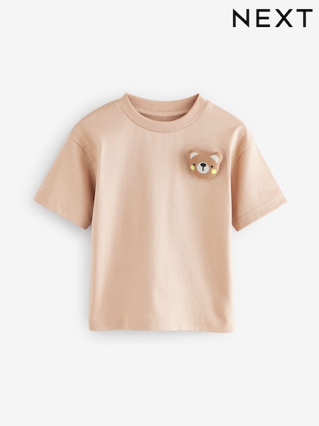 Neutral/Tan Short Sleeve 3D Padded Character T-Shirt (3mths-7yrs) (E63898) | R$ 60 - R$ 80