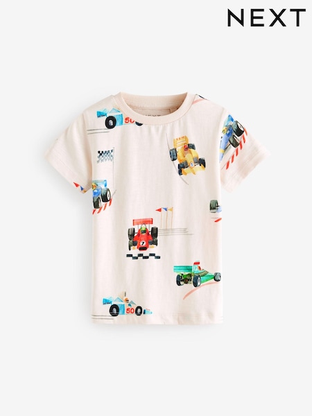White Racecar Short Sleeve All-Over Print T-Shirt (3mths-7yrs) (E63902) | TRY 204 - TRY 278