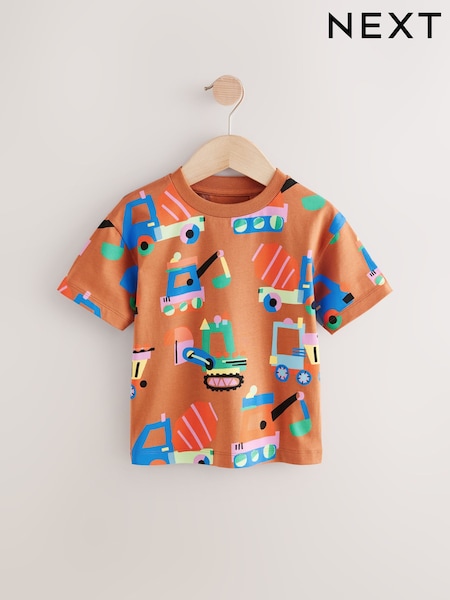 Rust Brown Diggers Short Sleeve All-Over Print T-Shirt (3mths-7yrs) (E63910) | €7 - €9